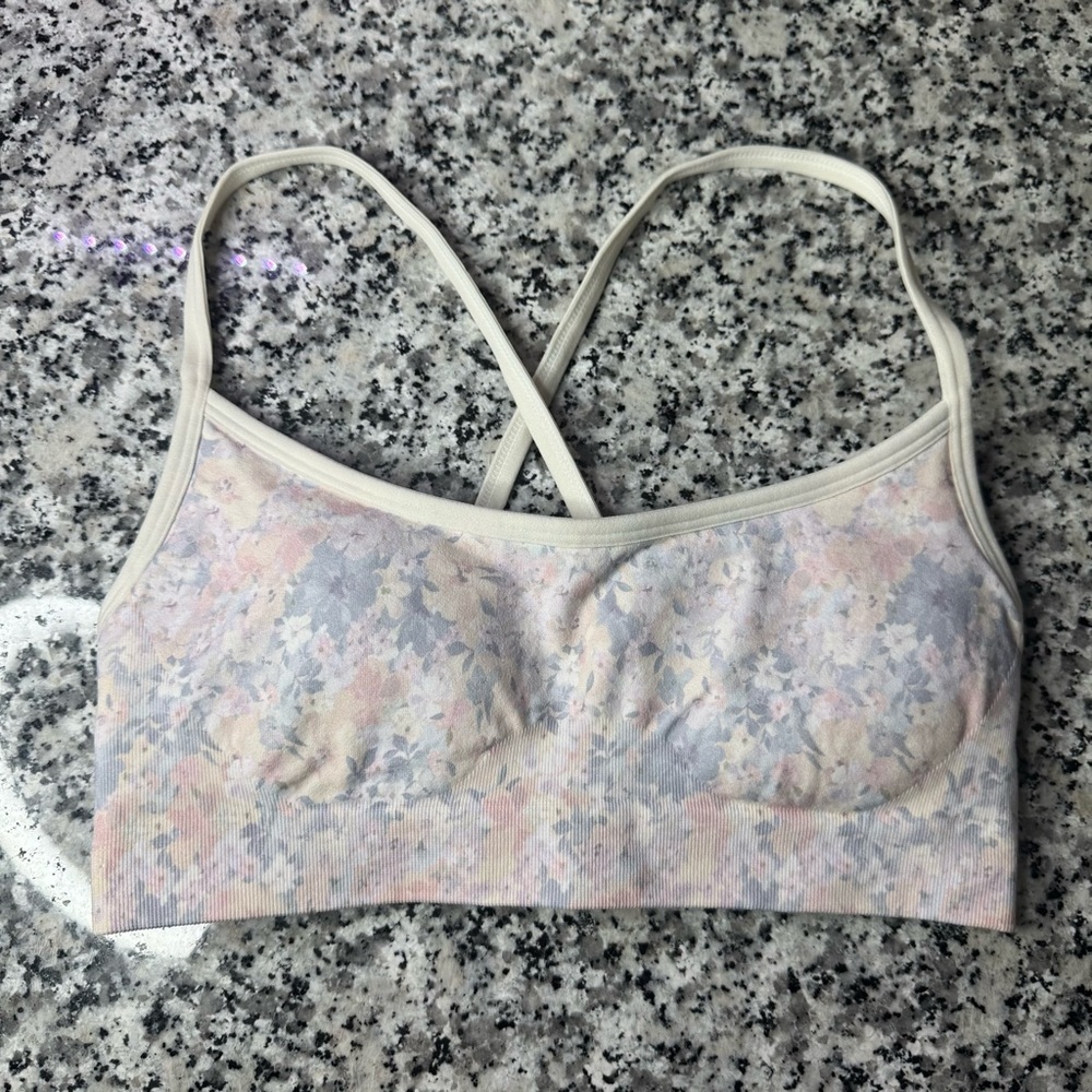 Fabletics | Sleek Seamless Strappy Low Impact Bra Pastel Floral Size Small